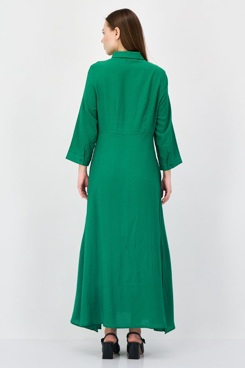 ANNE KLEIN Women Plain Maxi Dress, Green - Image 3